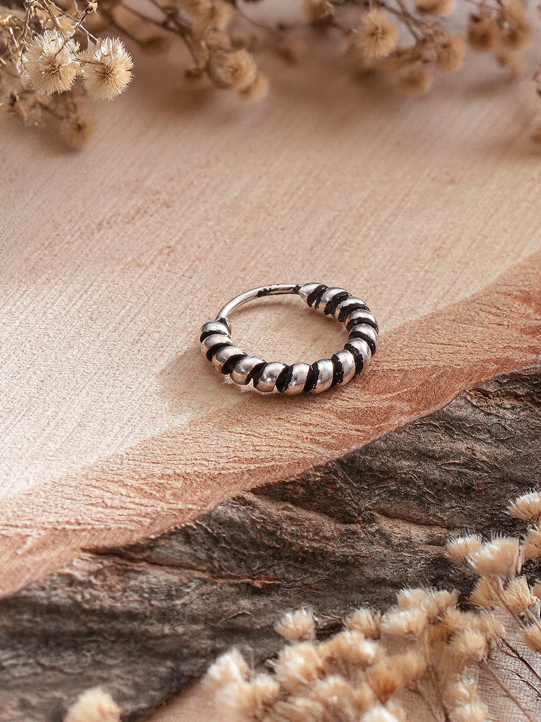 925 Sterling Silver Oxidised Hoop Bali Nose Ring
